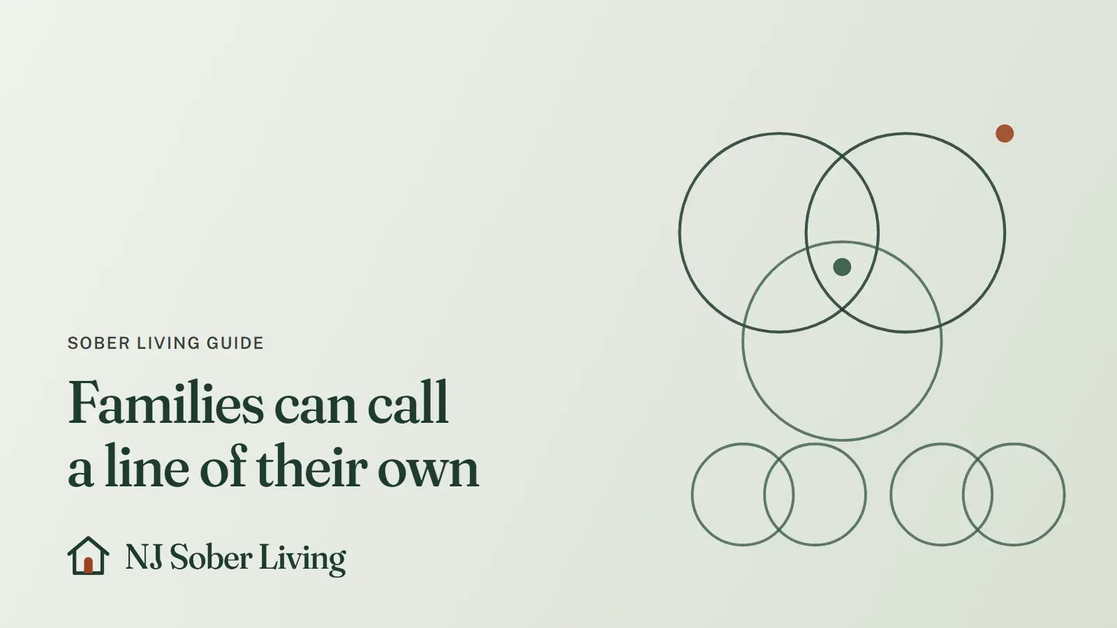Support lines for families of New Jersey first responders: line drawing of linked circles, with the NJ Sober Living logo and "Families can call a line of their own" text