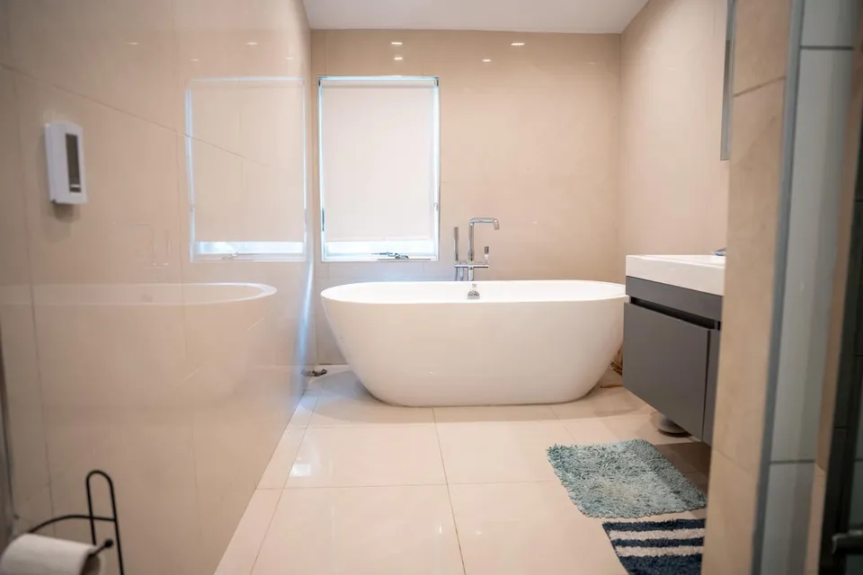 Full bathroom with a soaking tub, Closter Residence I, Closter, NJ